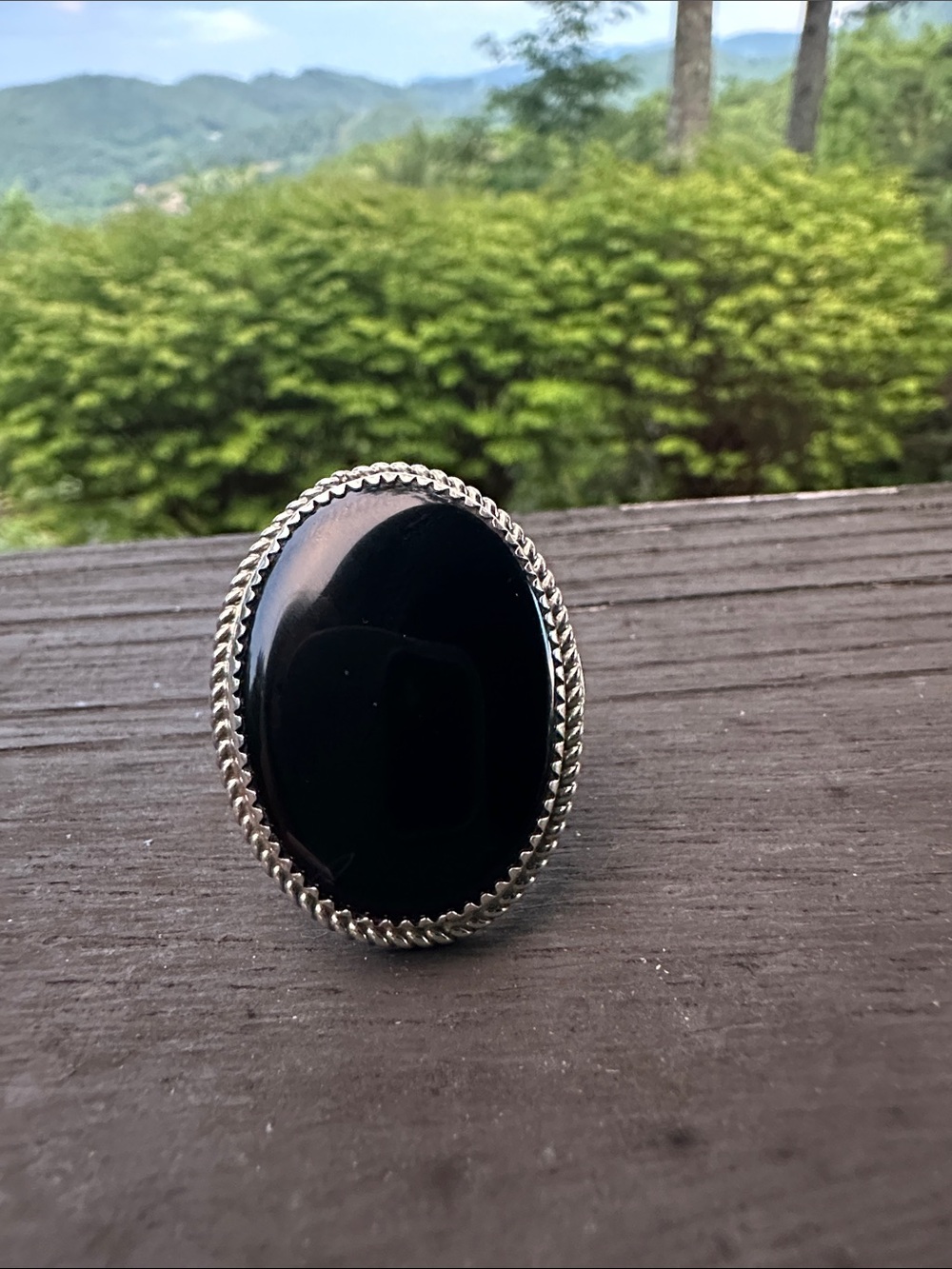Navajo Black Onyx & Sterling Silver Ring